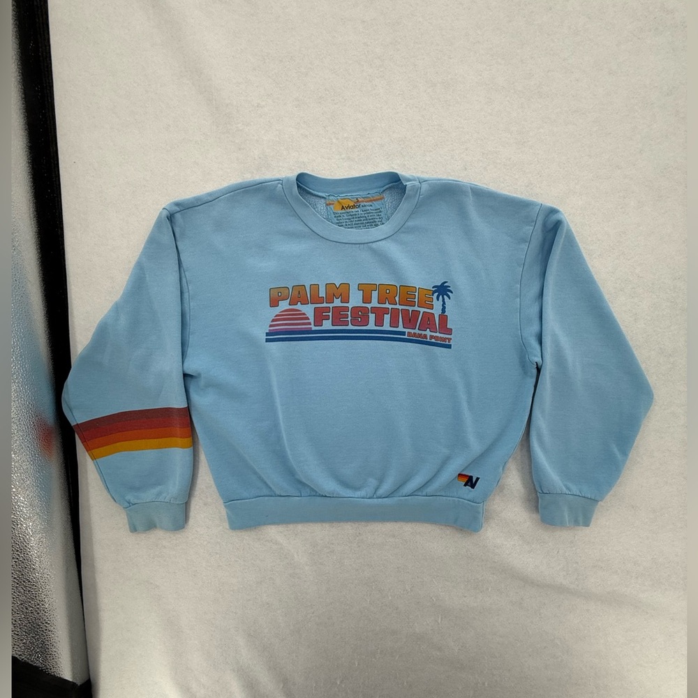Aviator Nation Palm‎ Tree Festival Dana Point Blue Sweatshirt Small